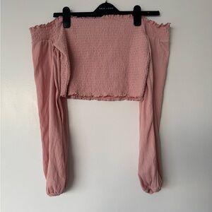 H&M Pink Off-Shoulder Smocked Top